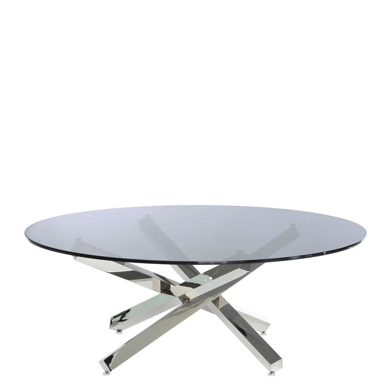 table basse ronde verre et acier
