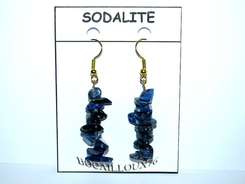 BOUCLE OREILLE BAROQUE SODALITE 8 - CROCHET DORE