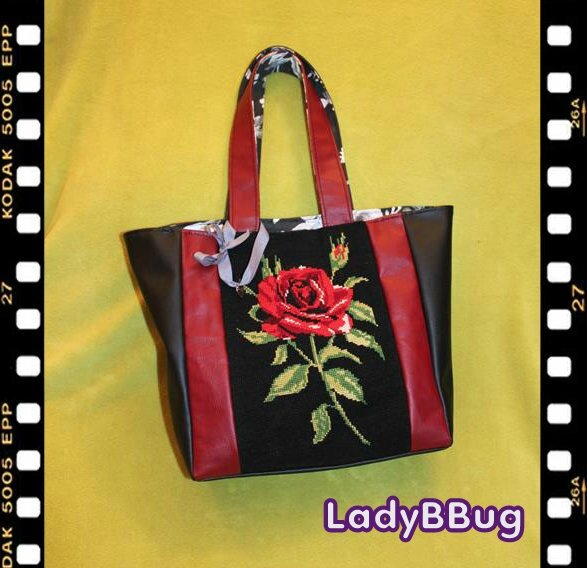 sac à main rose rouge en canevas LadyBBug