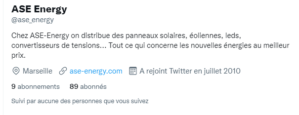 Le compte Twitter d’ASE Energy