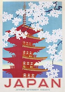 lgpp30141_japanese_government_railways_japanese_pagoda_with_white_blossom_poster