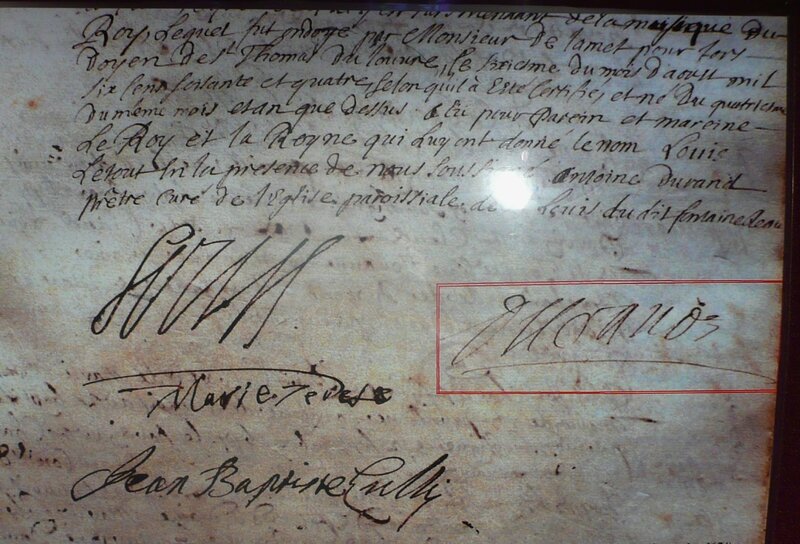Baptème du fils de Lully Fontainebleau 1674