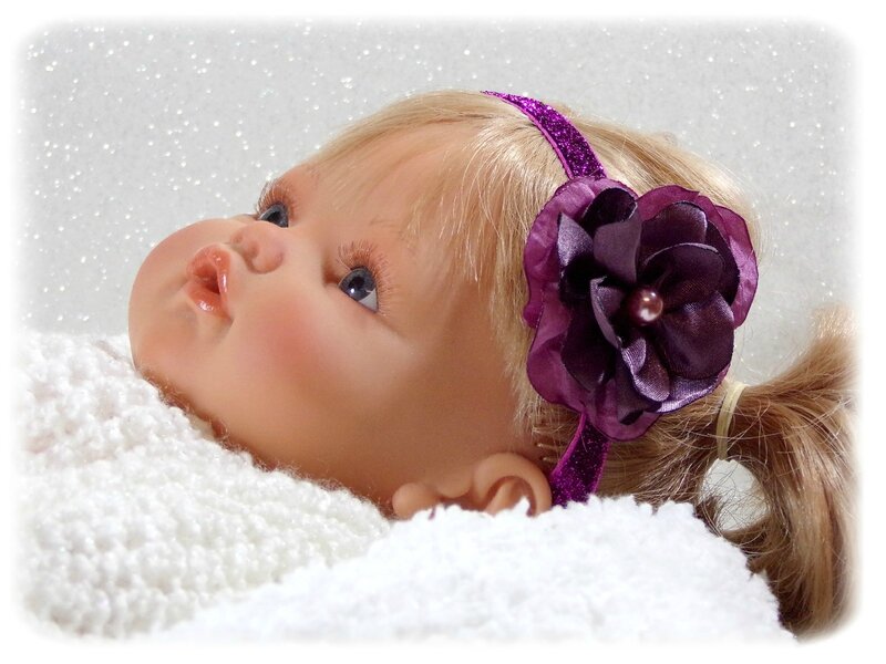 Bandeau bébé violet fleur fait main