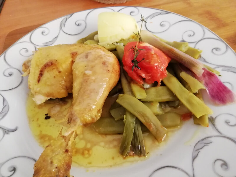 poulet roti citron thym légumes vapeur