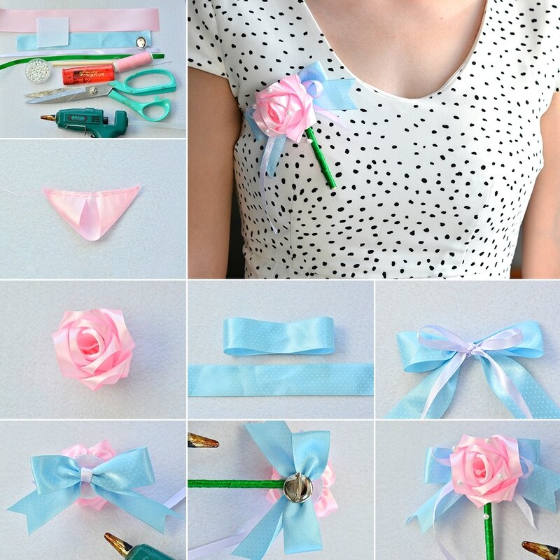 1080-Pandahall-Tutorial-on-How-to-Make-Flower-Ribbon-Brooch-for-Wedding