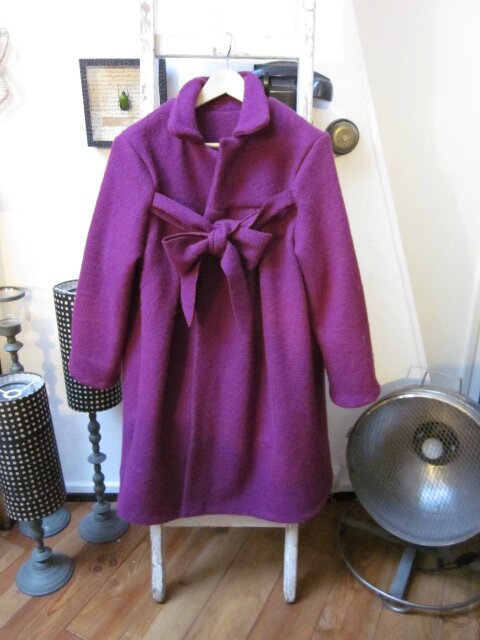 Manteau AGLAE en laine bouillie violine (2)