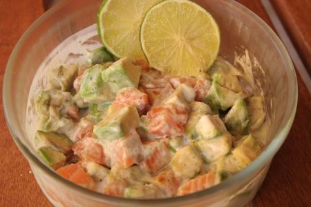 Encore de l’avocat ! En tartare au lait de coco recettes Tartare cabillaud, mangue avocat et quelques haricots judiones ...