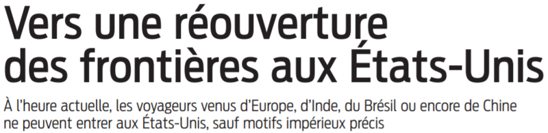 2021 08 06 SO Vers une réouverture des frontières aux Etats-Unis