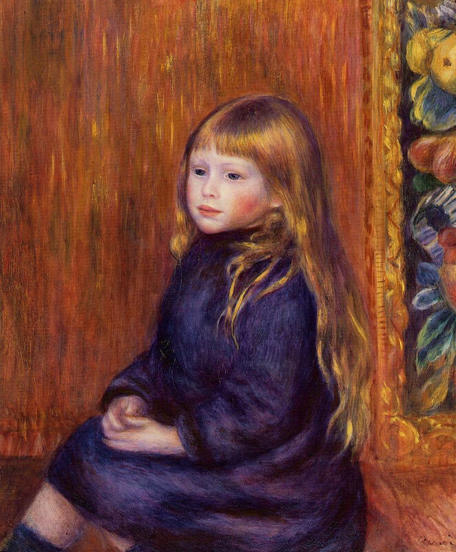 Seated-Child-in-a-Blue-Dress-1889-Pierre-Auguste-Renoir-Oil-Painting