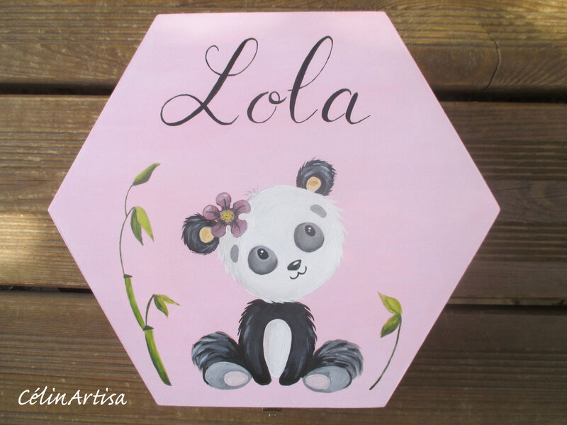 Boîte Lola "Panda" (peinture sur bois)