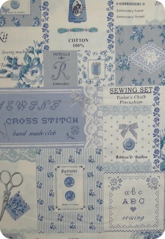 Tissu Yuwa étiquette bleu