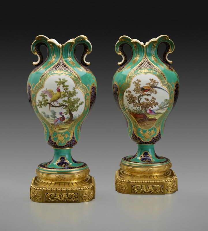 Pair of Vases à Oreilles, Sèvres Porcelain Manufactory, French, ca