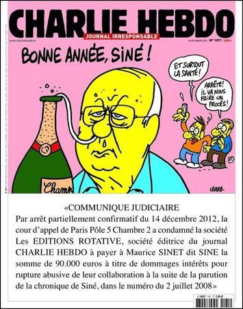 Justice, Les Unes de Charlie Hebdo, Siné une 1071