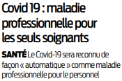 2020 04 22 SO Covid 19 maladie professionnelle pour les soignants