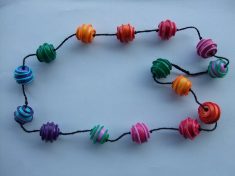 Collier en Pâte Fimo, dégradé de couleurs