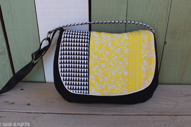 sac jaune et noir triangles été femme