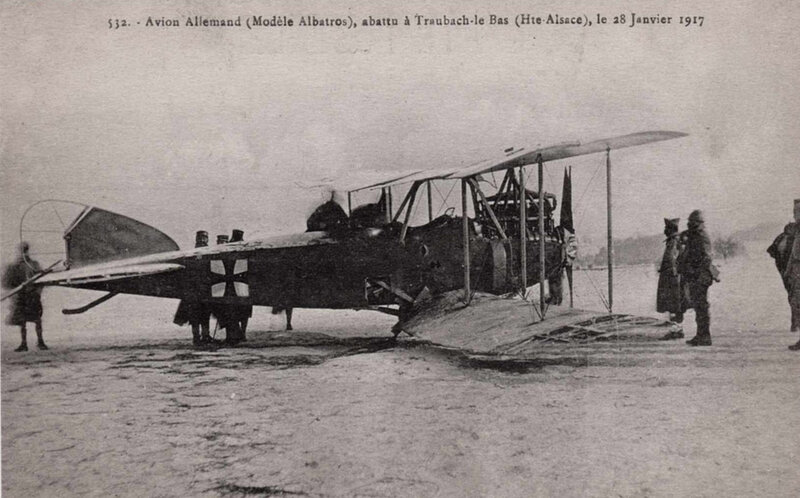 CPA Avion Albatros abattu à Traubach 1917