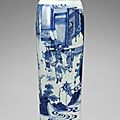 Grand vase rouleau en porcelaine bleu blanc, Epoque Transition, ca. 1640-<b>1680</b>