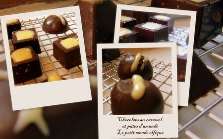 Chocolats au caramel, ou à la pâte d’amande, vous choisissez!!! Chocolats au caramel, ou à la pâte d’amande, vous choisissez!!!