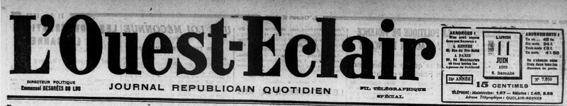 Ouest Eclair 1923 le 11 juin frères Queffelec_1