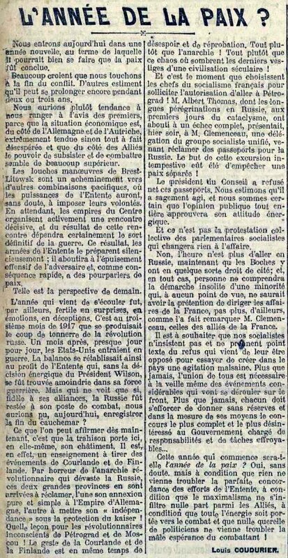 La dépèche de Brest 01 01 1918
