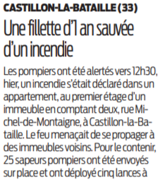 2021 01 13 SO Une fillette d'un an sauvée d'un incendie