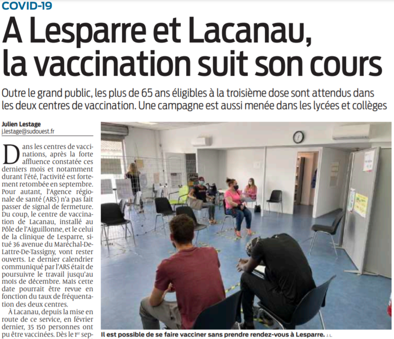 2021 09 18 SO Covid-19 à Lesparre et Lacanau la vaccination suit sont cours