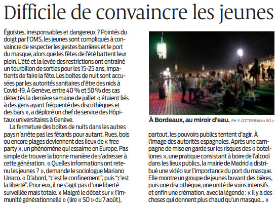 2020 08 10 SO Difficile de convaincre les jeunes