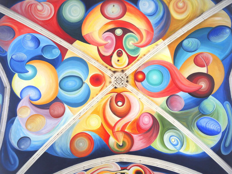 Le Menoux, église Notre-Dame, peintures, voûte, détail (36)