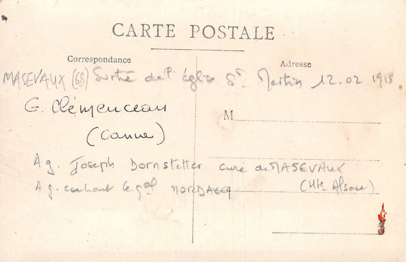 1918 02 11 CPhoto Masevaux Clemenceau sortant de l'église coll Liberic V