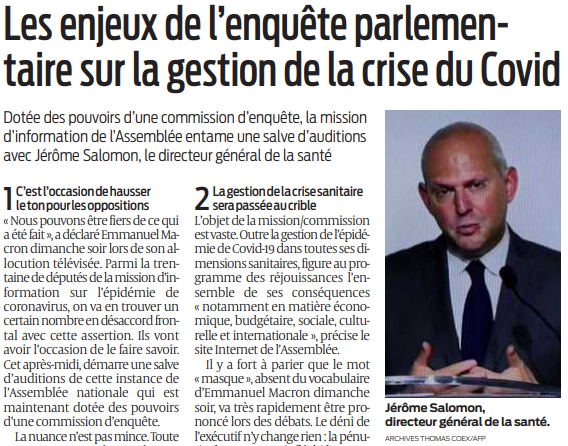 2020 06 16 SO Les enjeux de l'enquête parlementaire sur la gestion de la crise du Covid