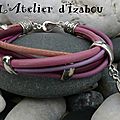 Si vous préférez la couleur au noir et le rose-violet, voici un <b>bracelet</b> cuir déclinaison de rose-parme-violet-vieux rose !