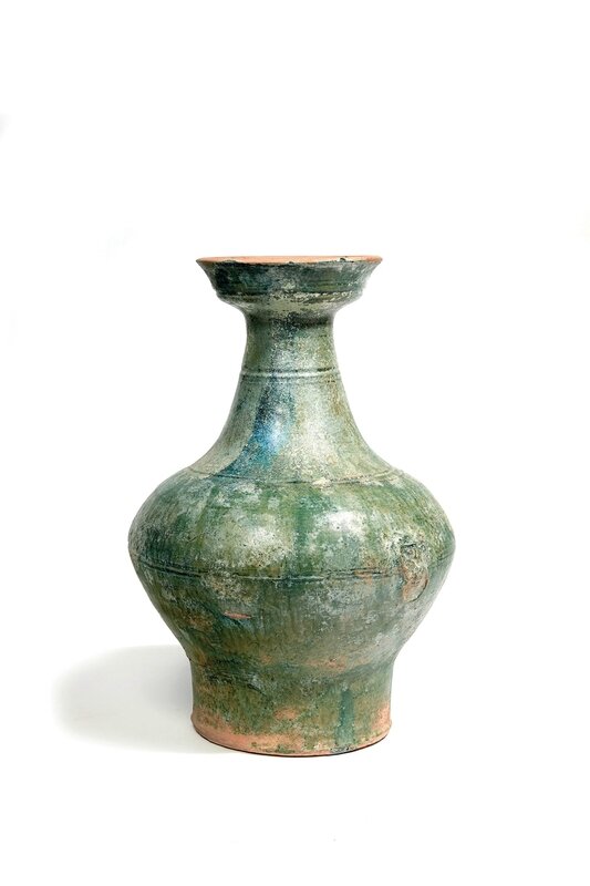 Vase de forme hu en terre cuite émaillée verte, Chine, Epoque Han (206 av