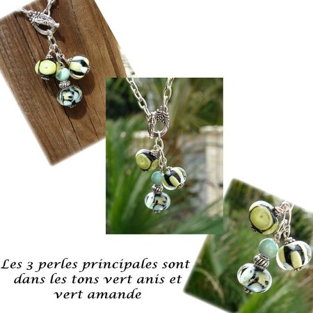 collier trio de perles vert anis et vert amande