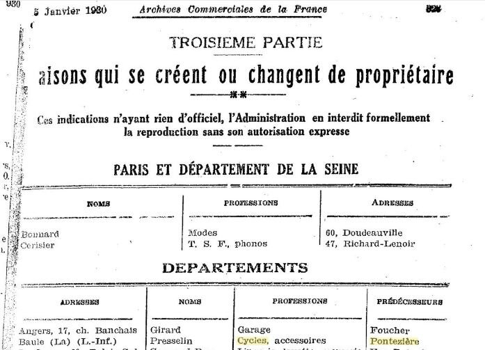 1930 archives commerciales de France