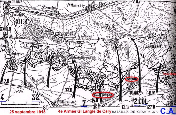 carte Souain, 25 septembre 1915