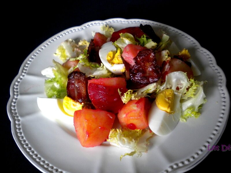 Salade chaude de pommes de terre, betteraves, œufs, lardons…