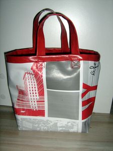 sac NY toile ciree doublee rouge