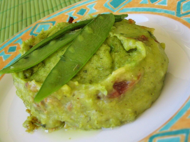 Parmentier de confit de canard et petits pois