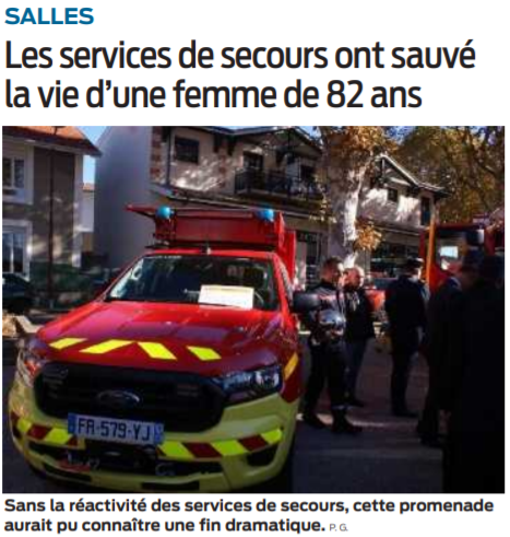 2022 01 31 SO Salles les services de secours ont sauvé la vie d'une femme de 82 ans