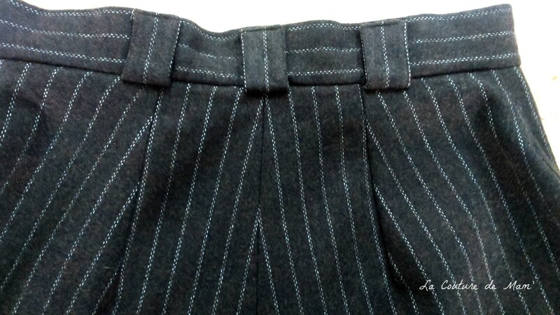 Pantalon large rayé en lainage