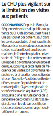 2020 07 27 SO Le CHU plus vigilant sur la liitation des visites aux patients