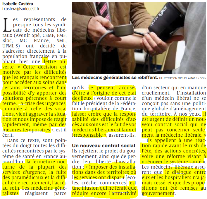 2022 06 16 SO Les médecins libéraux montent au créneau2