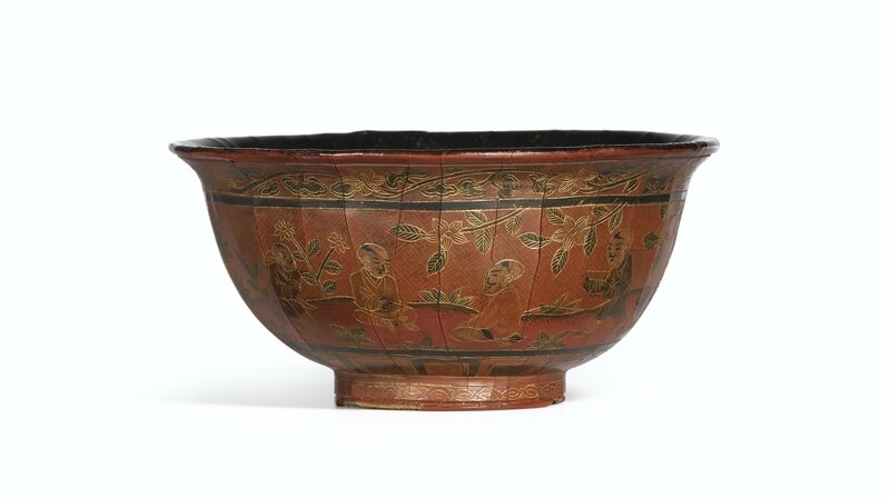 A 'Qiangjin' and 'Tianqi' Lacquer Bowl, Mark and Period of Wanli, Dated in Accordance with 1591