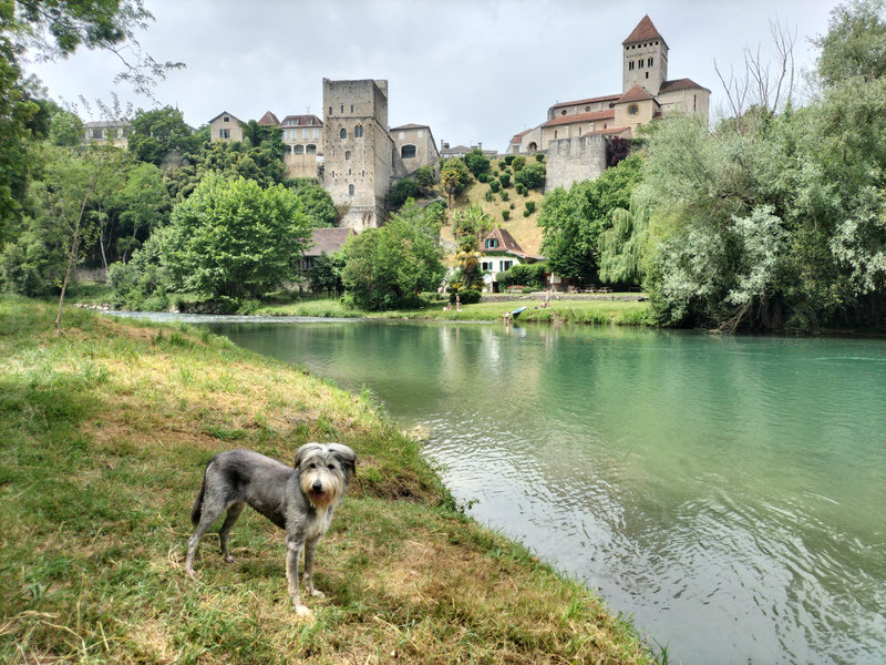 Sauveterre-de-Béarn, île de la Glère, sentier poétique, vue sur la ville et Siensienne (64)