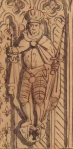 Statue de Charlemagne par Pierre Palliot (cliché bnf, détail)