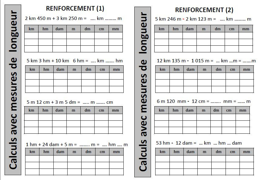 Mesures De Longueurs Cm1 Exercices peordinaire.canalblog.com