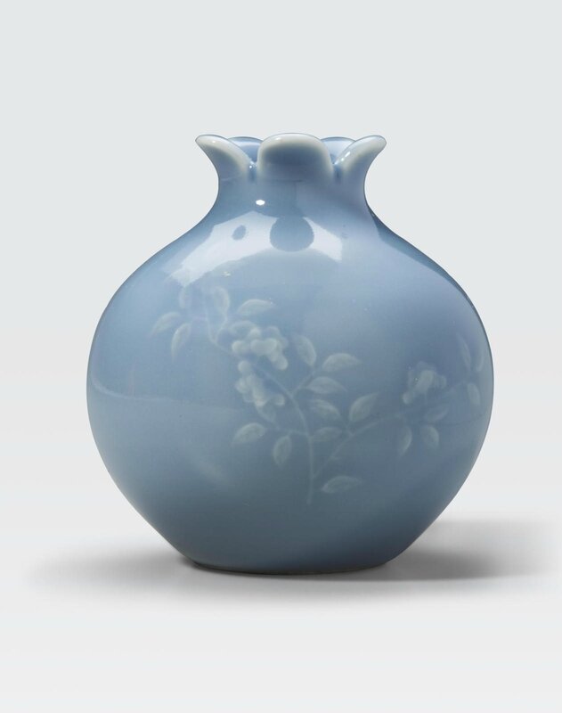 A sky blue glazed pomegranate vase, Haoran Tang mark, Daoguang period