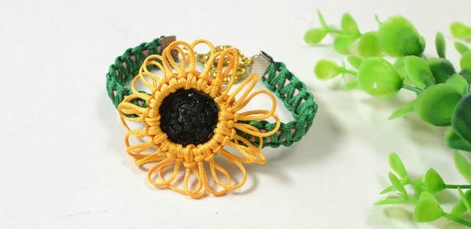 Pandahall Free Instructions on Making Charming Nylon Thread Braided Sunflower Bracelet (4)