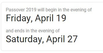 2019 0419 passover dates